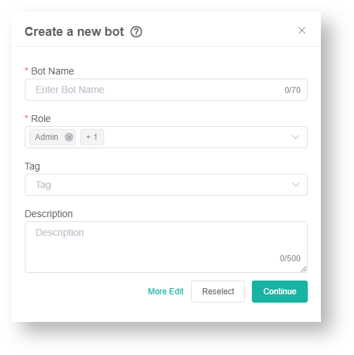 image create new bot fields