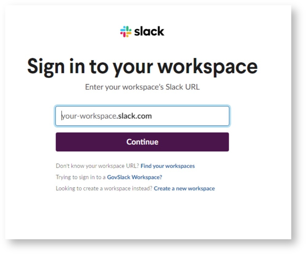 image sign in slack workspace