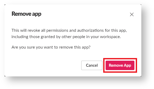 image remove app from Slack